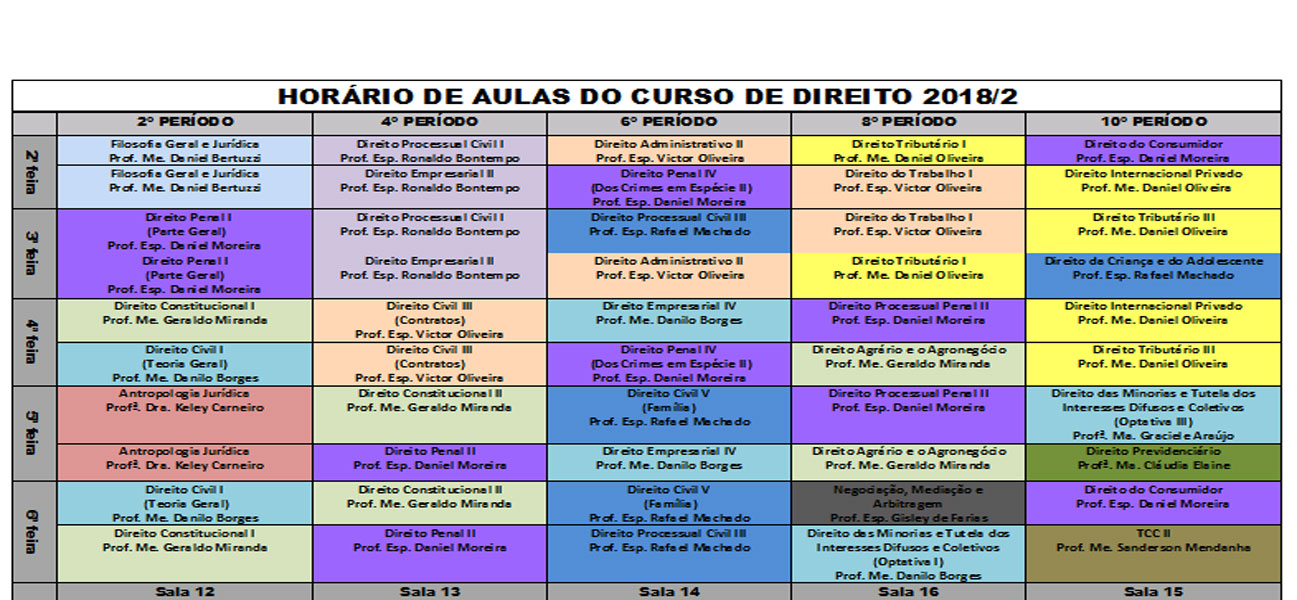horario 2018 2 direito