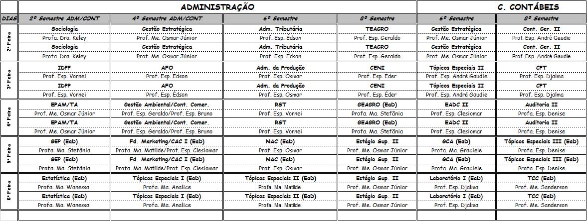 horário de aula2020 02