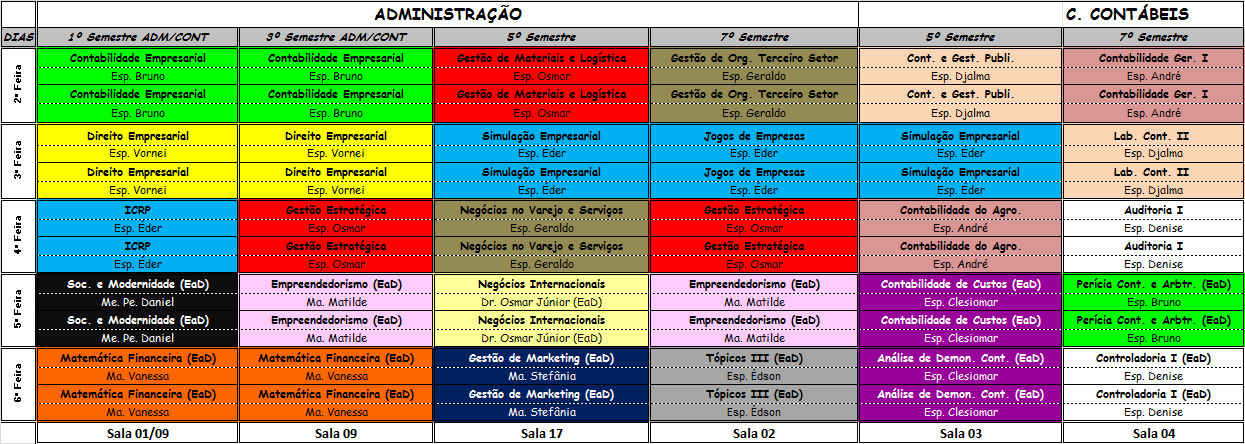 horário 2023 1 ADM CCONT